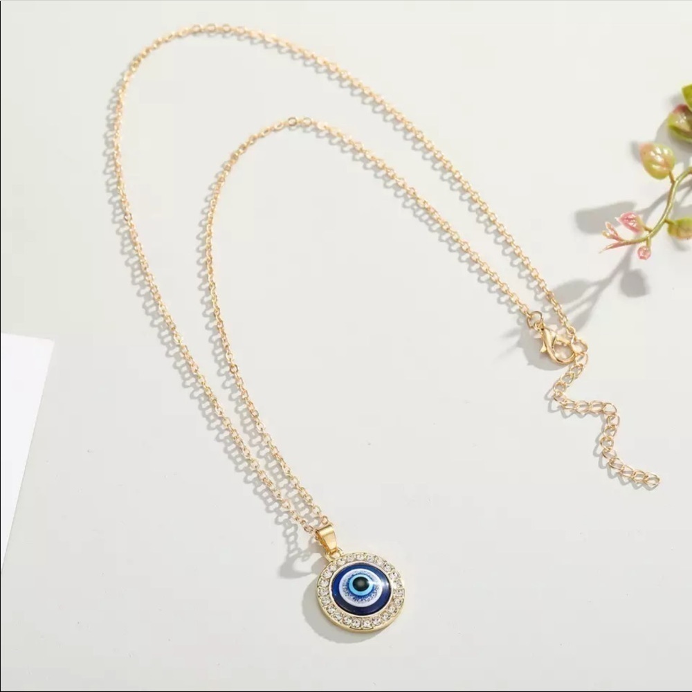 Gold Tone Round Evil Eye Necklaces 50cm - Picture 3 of 3